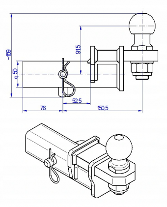 50x50 usa cars zk-7 koppelstuk hitch