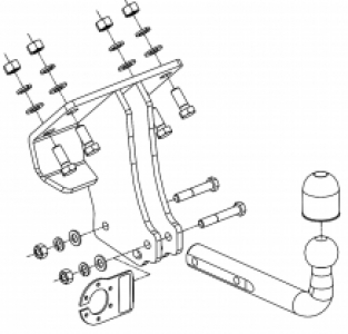 Tekening W461 W463 installatie montage Mercedes trekhaak