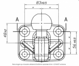 Trekhaak kogel Flenskogel 4 gats trekhaak kogel tevens geschikt voor AlKO-koppeling