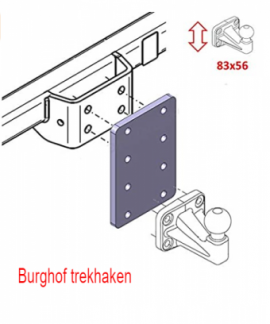 trekhaak achter plaat m10 in hoogte verstelbaat