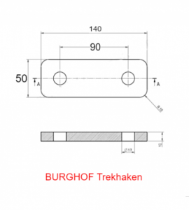 Trekhaak flenskogel 2 gats verlengstuk univeel 100mm